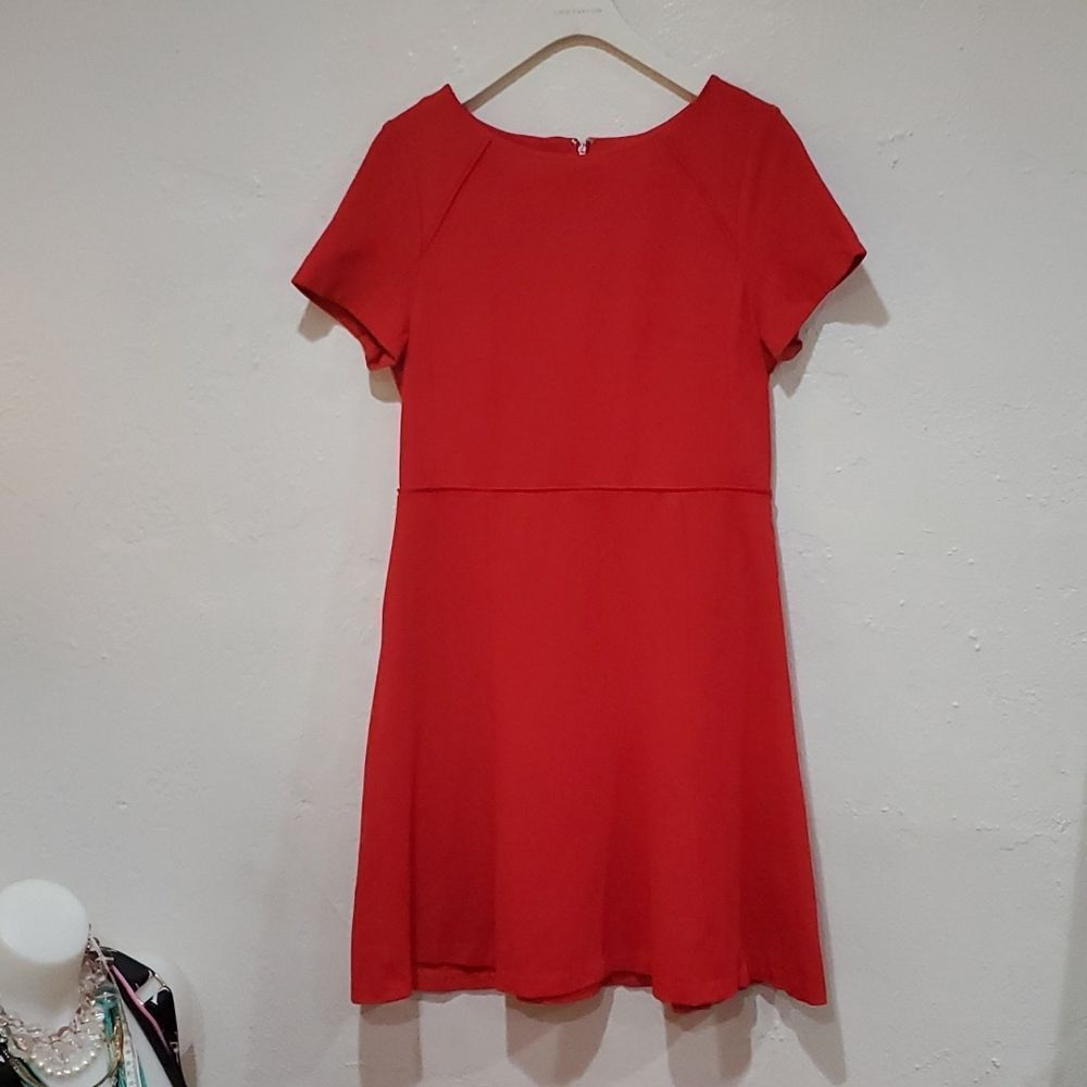 J. Crew Red Flounce Ponte Dress Size 10